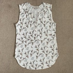 Ann Taylor Loft Leaf Print Sleeveless Blouse